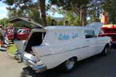Original one-piece rear hatch opened on a very clean 1957 Chevrolet Sedan Delivery wagon