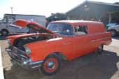 Front view of a 1957 chevy sedan delivery in rare original and unrestored condition