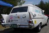 Restored 1957 chevy sedan delivery wagon setup for racing, with race-prepped 283 motor