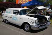 Clean 1957 Chevy Sedan Delivery in 150 trim is ready for the drag strip